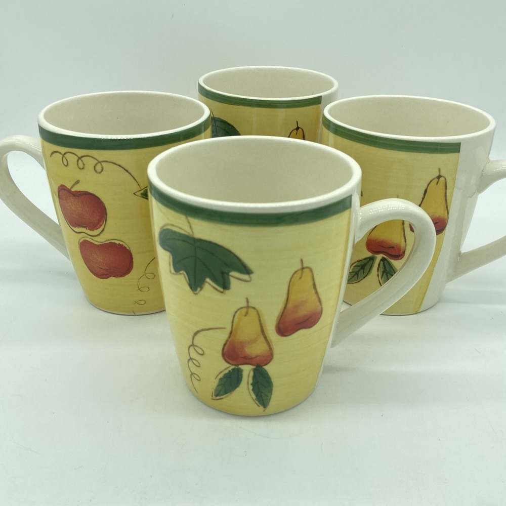 Royal Norfolk Fruit Mugs Cups Set Of 4 Coffee Farmhouse Stoneware‎ Cottagecore